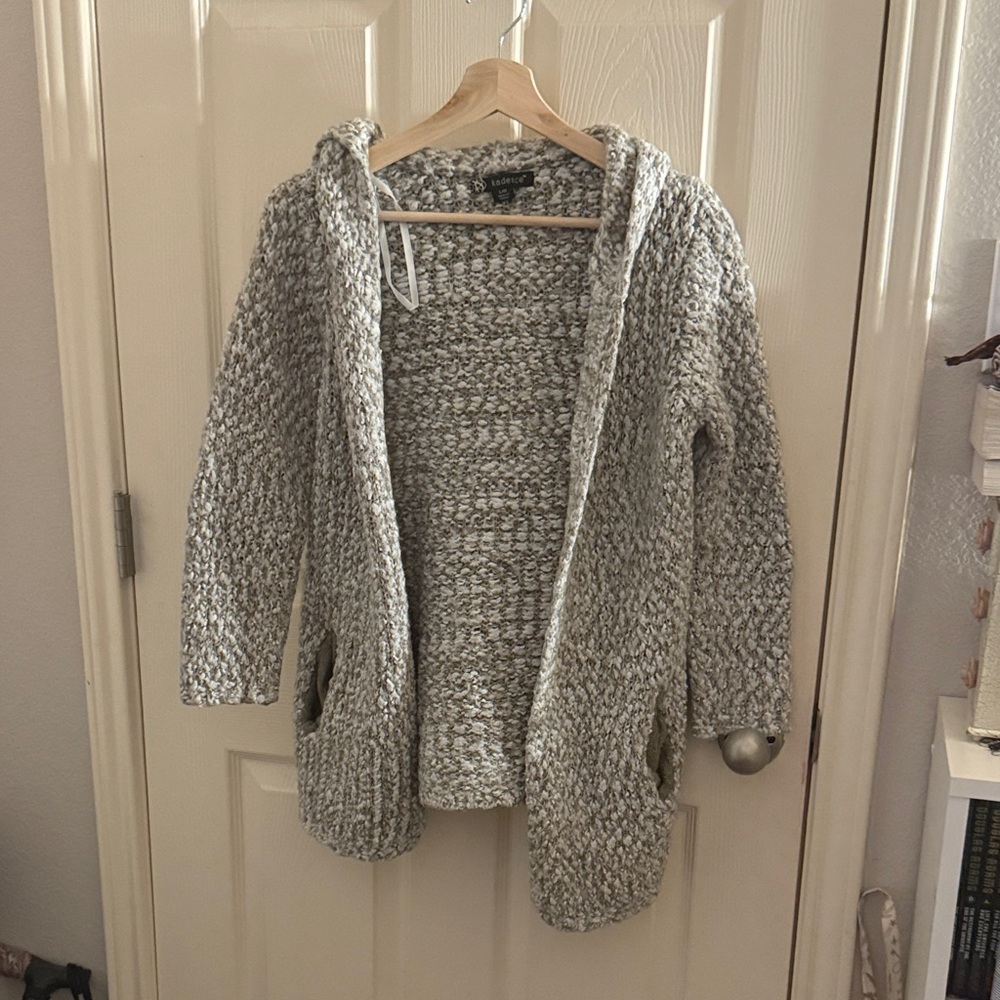 Heathered Gray Hooded Cardigan